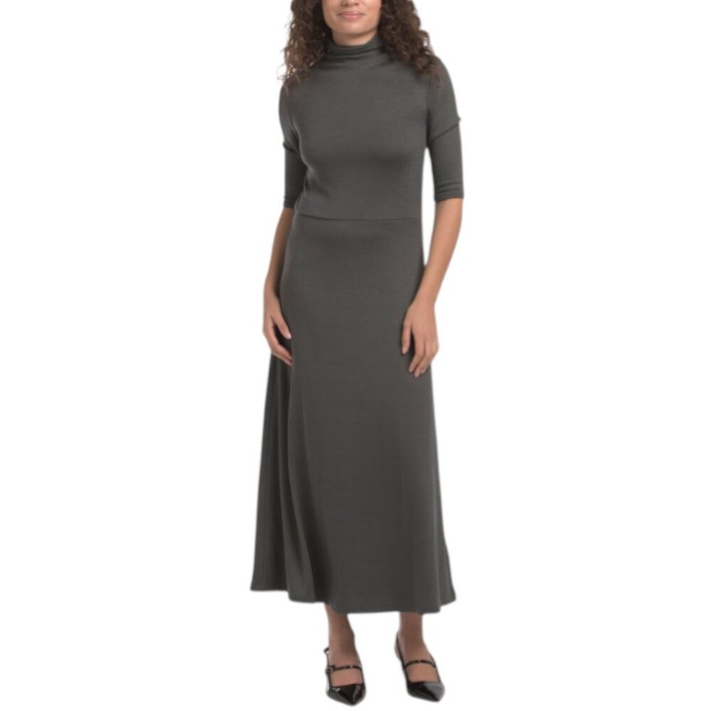 VINCE Elbow Sleeve Turtleneck Dress